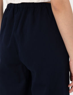 Lacivert Y_ksek Bel Loose Fit Pantolon