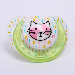 Соска-пустышка ортодонтическая, силикон, от 3 мес., Кошечка, цвет зеленый