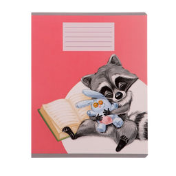 Цена за 20 шт. Тетрадь 18 листов в линию Calligrata «Еноты», обложка мелованный картон, ВД-лак, блок офсет, белизна 95%, МИКС