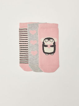 Desenli K?z Bebek Soket ?orap 3l?