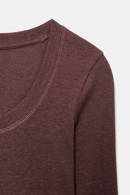 RIBBED LONG SLEEVE T-SHIRT - Zara фото 14