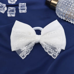 Цена за 6 шт. Бант для волос на резинке «Школьница», воздушное кружево, 12 см, белый