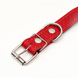 Ошейник кожаный с тиснением на синтепоне, 65 х 3 см, ОШ 40-55 см, красный - Пижон фото 4