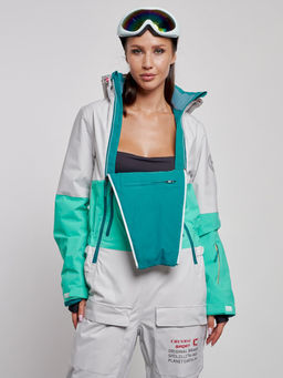 Горнолыжный комбинезон женский зимний зеленого цвета 2320Z