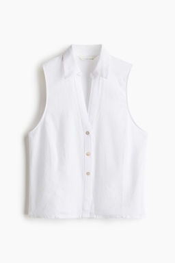 Camisa sin mangas en mezcla de lino