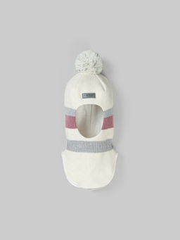 Шлем демисезонный из смесовой шерсти Колор блок "Экрю"