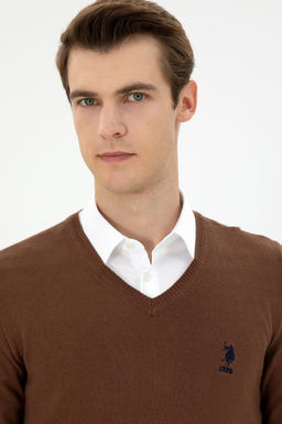 Мужской коричневый базовый свитер Неожиданная скидка в корзине - U.s. polo assn фото 2