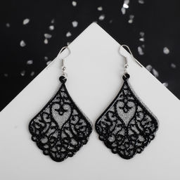 Серьги висячие Шелест восточная капля, ажур, блестка, цвет чёрный, 7,5см