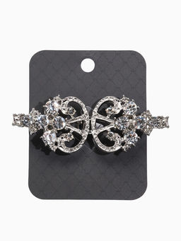 Зажим для кардигана «Ажур. Пика», белый в серебре