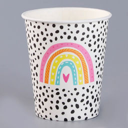 Цена за 10 шт. Стакан бумажный Радуга, принт, 250 мл - Страна карнавалия фото 2