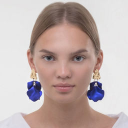 Серьги ассорти Ветер мятые треугольники, цвет сине-золотой