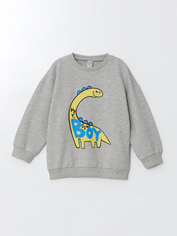 Bask?l? Kal?n Erkek Bebek Sweatshirt