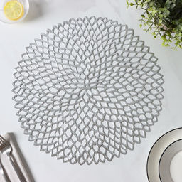 Набор салфеток сервировочных на стол Доляна Лея, d=38 см, 4 шт, цвет серебряный  фото 17