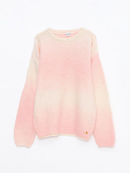 Bisiklet Yaka Batik Desenli Uzun Kollu K?z ?ocuk Triko Kazak