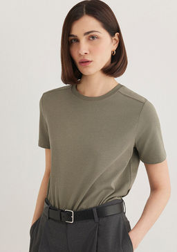 Bisiklet Yaka Yesil Basic Tisort - Mavi фото 3