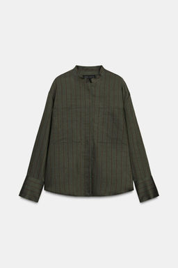 STRIPED STAND-UP COLLAR SHIRT ZW COLLECTION
