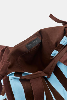 MAXI BOLSA ALGOD?N 100% RAYAS / Azul - Zara фото 5