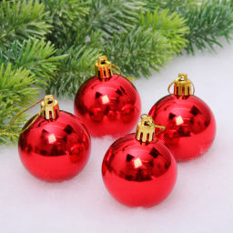 Цена за 4шт. Новогодние шары 5 см (набор 4 шт) "Глянец", красный