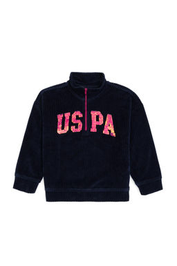 K_z _ocuk Lacivert Yar_m Fermuarl_ Pul Payetli Sweatshirt - U.s. polo assn фото 3