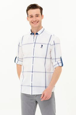 Мужская белая рубашка с длинным рукавом