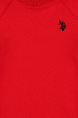 Красный базовый свитшот с круглым вырезом для мальчиков - U.s. polo assn фото 3