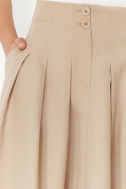 TRENDYOLMILLA Bej Pile Detayl? Onden Dugmeli Midi Boy Dokuma Etek TWOSS24ET00169  фото 5