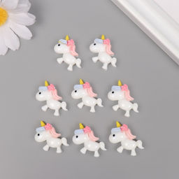 Декор для творчества пластик «Единорожка», набор 8 шт., 2.5×2×0.8 см