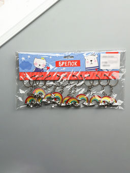 Цена за 12 шт. Брелок металл, эмаль "Радуга с облаком и звездой" 3х3,9х0,5 см