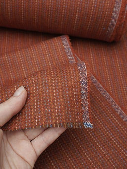 Шерсть пальтово-костюмная Твид Полоска-пунктир цв.кирпичный, ш.1.5м, шерсть-30%, п/э-70% - Купава фото 2