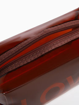 Косметичка на молнии для бассейна, с ручкой, с принтом Love, прозрачный/коричневый