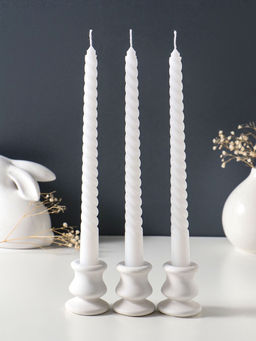Свеча витая 25 см (набор 3 шт) 57 гр, 5 ч, цв. белый