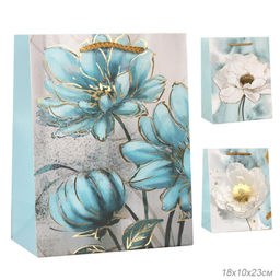 Цена за 12 шт. Пакет подарочный 18x23x10см Цветы / 5352M /уп 12/720/