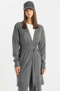 Regular Fit Basic Duz Kusakl? Uzun Triko Gri H?rka