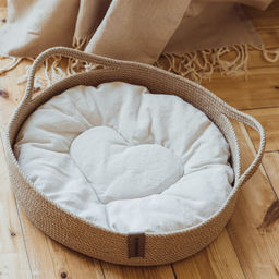 Корзина-лежанка для животных из джута d-40см с ушками - Уютности фото 16