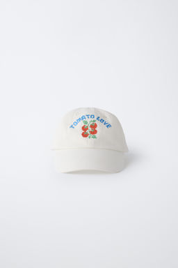 GORRA BORDADO TOMATE / Blanco