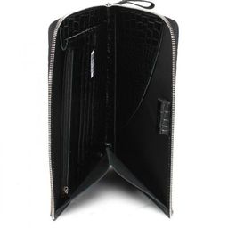 Папка натуральная кожа Croco-1304, 2отд, 2 отд, 8внут карм, черный крокодил (200) 232974 фото 3