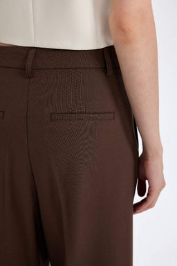 Широкие фланелевые брюки стандартной длины с высокой талией и карманами - Defacto фото 7