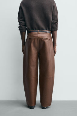 LEATHER BALLOON FIT TROUSERS - Zara фото 3