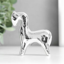 Фигурка керамика «Лошадка с опущенной головой», под серебро, 2.5×6.5×7 см