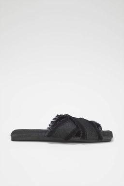 Trendyol Shoes Ekru Puskul Detayl? Denim Capraz Bantl? Kad?n Terlik TAKSS25TE00043 - Trendyolmilla фото 8