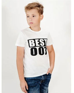 Футболка д/м принт 007, цвет белый, 100% х/б