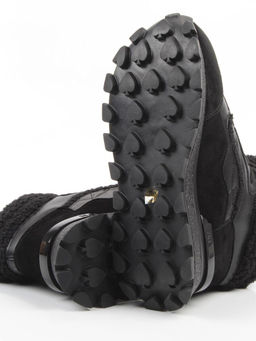 04-WG042-1M BLACK Кроссовки зимние женские (натуральная кожа, натуральная замша, 100% шерсть)