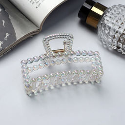 Цена за 12 шт. Крабик для волос «Хелен», прямой, 9.5 см, прозрачный