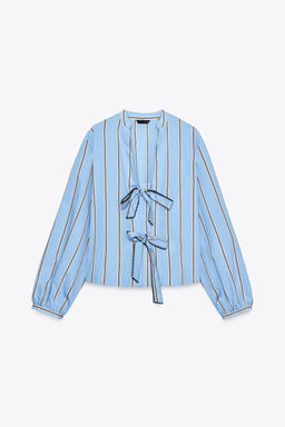 STRIPED POPLIN SHIRT WITH TIES - Zara фото 36