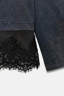 CONTRAST LACE T-SHIRT - Zara фото 8