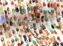 Бусины из агата тонированного галтовка 6*10мм цвет микс, 39см, 50 бусин Радуга камня