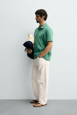 POLO REGULAR FIT ESTRUCTURA / Verde fuerte - Zara фото 4