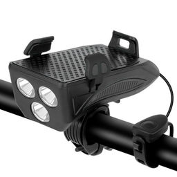 Фонарь передний COMIRON HOLDER ABS, IPX5; 3*T6 LED, 400lm 4800mAh USB индикатор заряда POWER BANK сигнал 130Дб крепление смартфона чёрный /уп 20/80/ - Галеонтрейд фото 18