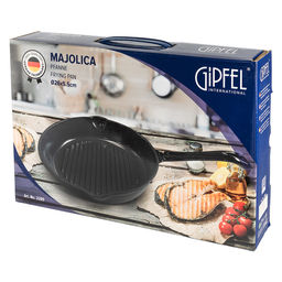 2289 GIPFEL Сковорода MAJOLICA 26х5,5см из чугуна с эмалированным покрытием. Цвет: темно-зеленый.  фото 3