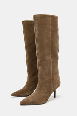 SPLIT SUEDE STILETTO HEEL BOOTS - Zara фото 17